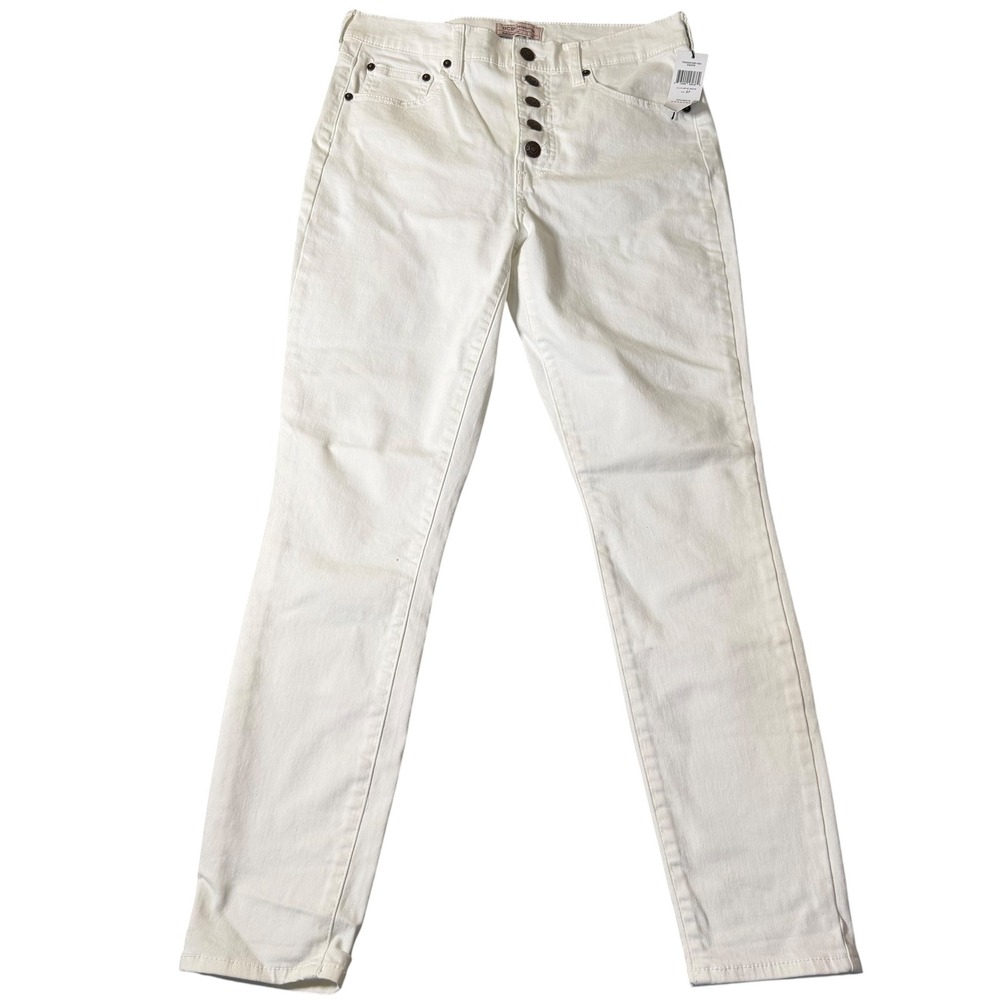 BCBGeneration Womens Optic White High Rise Button Fly Skinny Jeans Size 27 NEW